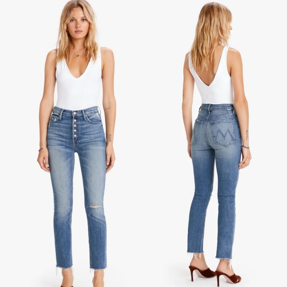 MOTHER Pixie Dazzler Ankle Fray Jeans in Popism Sz 27